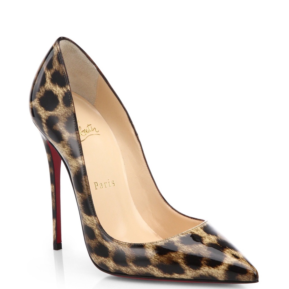 Christian Louboutin "So Kate" Leopardino Patent Leather Pumps